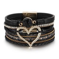 Fashion Heart Shape Pu Leather Alloy Braid Women's Bracelets sku image 1