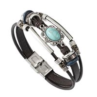 Retro Geometrisch Pu-leder Stricken Türkis Unisex Armbänder main image 6