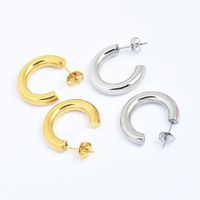 1 Pair Simple Style C Shape Plating Titanium Steel Ear Studs main image 4