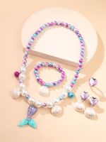 Cute Shell Fish Tail Resin Beaded Kid's Necklace 1 Set main image 3
