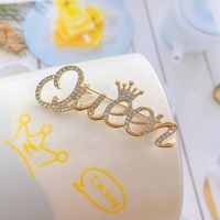 Korean Style Letter Alloy Plating Rhinestones Women's Brooches main image 3