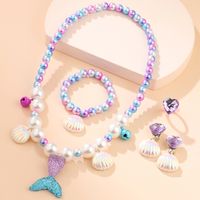 Cute Shell Fish Tail Resin Beaded Kid's Necklace 1 Set sku image 5