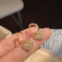 Fashion Heart Shape Alloy Plating Rhinestones Women's Earrings 1 Pair main image 5