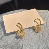 Fashion Heart Shape Alloy Plating Rhinestones Women's Earrings 1 Pair main image 4