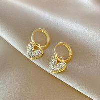 Fashion Heart Shape Alloy Plating Rhinestones Women's Earrings 1 Pair main image 2