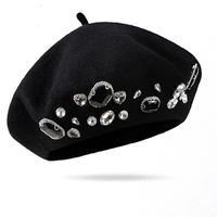 Women's Fashion Solid Color Rhinestone Eaveless Beret Hat main image 3