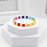 1 Pieza Estilo Simple Vistoso Cuadrado Aleación Esmalte Con Cuentas Barniz De Estufa Mujeres Pulsera sku image 4