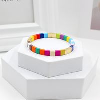 1 Pieza Estilo Simple Vistoso Cuadrado Aleación Esmalte Con Cuentas Barniz De Estufa Mujeres Pulsera sku image 2