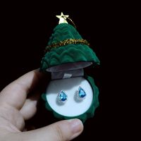 Cute Christmas Tree Santa Claus Snowman Cloth Jewelry Boxes 1 Piece sku image 1