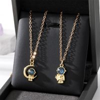 Fashion Astronaut Copper Gold Plated Artificial Gemstones Pendant Necklace 1 Piece main image 1