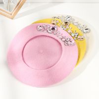 Women's Fashion Solid Color Rhinestone Eaveless Beret Hat main image 1