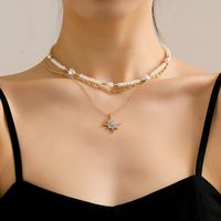 Elegant Heart Shape Butterfly Alloy Plating Artificial Pearls Women's Layered Necklaces 1 Piece sku image 14