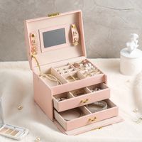 Fashion Solid Color Leather Jewelry Boxes 1 Piece sku image 7