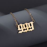 Fashion Number Stainless Steel Plating Pendant Necklace 1 Piece sku image 9