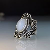 Vintage Style Oval Alloy Hollow Out Inlay Natural Stone Unisex Rings 1 Piece main image 5