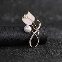 Fashion Flower Butterfly Alloy Plating Inlay Artificial Gemstones Pearl Women's Brooches main image 4