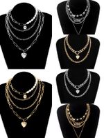 Fashion Heart Shape Alloy Plating Artificial Pearls Women's Layered Necklaces 1 Piece main image 1