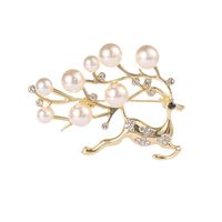 Fashion Flower Deer Alloy Plating Inlaid Pearls Diamond Women's Brooches main image 6