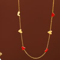 Fashion Heart Shape Titanium Steel Enamel Necklace 1 Piece main image 3