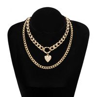 Fashion Heart Shape Alloy Plating Artificial Pearls Women's Layered Necklaces 1 Piece sku image 4