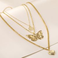 Fashion Heart Shape Alloy Plating Artificial Pearls Women's Layered Necklaces 1 Piece sku image 1