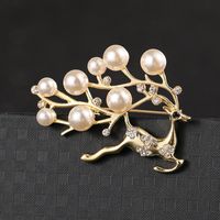Fashion Flower Alloy Plating Inlay Artificial Gemstones Pearl Women's Brooches sku image 36