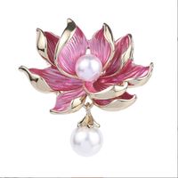 Fashion Flower Alloy Plating Inlay Artificial Gemstones Pearl Women's Brooches sku image 25