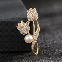 Fashion Flower Alloy Plating Inlay Artificial Gemstones Pearl Women's Brooches sku image 50