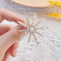 Fashion Flower Alloy Plating Inlay Artificial Gemstones Pearl Women's Brooches sku image 6