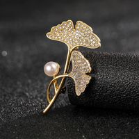 Fashion Flower Alloy Plating Inlay Artificial Gemstones Pearl Women's Brooches sku image 47