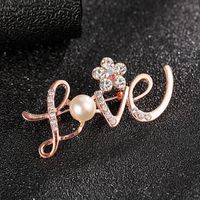 Fashion Flower Alloy Plating Inlay Artificial Gemstones Pearl Women's Brooches sku image 1