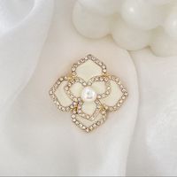 Fashion Flower Alloy Plating Inlay Artificial Gemstones Pearl Women's Brooches sku image 9