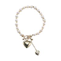Fashion Heart Shape Fish Tail Pearl Handmade Inlay Artificial Gemstones Bracelets 1 Piece sku image 33