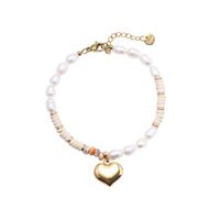 Fashion Heart Shape Fish Tail Pearl Handmade Inlay Artificial Gemstones Bracelets 1 Piece sku image 40