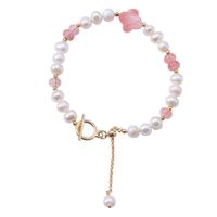 Fashion Heart Shape Fish Tail Pearl Handmade Inlay Artificial Gemstones Bracelets 1 Piece sku image 14