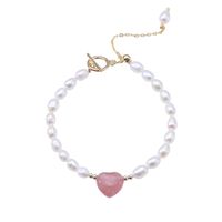 Fashion Heart Shape Fish Tail Pearl Handmade Inlay Artificial Gemstones Bracelets 1 Piece sku image 37