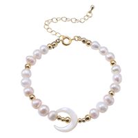 Fashion Heart Shape Fish Tail Pearl Handmade Inlay Artificial Gemstones Bracelets 1 Piece sku image 32