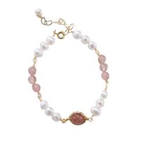 Fashion Heart Shape Fish Tail Pearl Handmade Inlay Artificial Gemstones Bracelets 1 Piece sku image 30