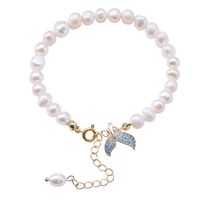 Fashion Heart Shape Fish Tail Pearl Handmade Inlay Artificial Gemstones Bracelets 1 Piece sku image 38