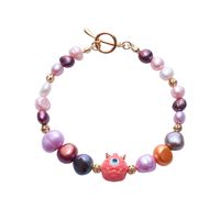 Fashion Heart Shape Fish Tail Pearl Handmade Inlay Artificial Gemstones Bracelets 1 Piece sku image 47