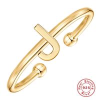 Fashion Letter Sterling Silver Plating Open Ring 1 Piece sku image 1