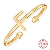 Fashion Letter Sterling Silver Plating Open Ring 1 Piece sku image 15