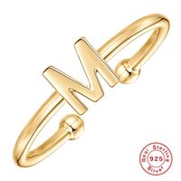 Fashion Letter Sterling Silver Plating Open Ring 1 Piece sku image 2