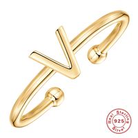 Fashion Letter Sterling Silver Plating Open Ring 1 Piece sku image 4