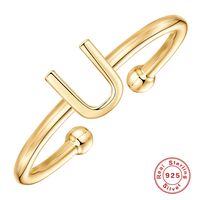 Fashion Letter Sterling Silver Plating Open Ring 1 Piece sku image 7
