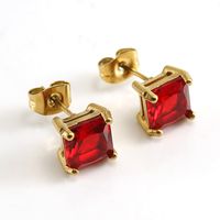 1 Pair Retro Square Inlaid Zircon Stainless Steel Ear Studs main image 3