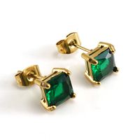 1 Pair Retro Square Inlaid Zircon Stainless Steel Ear Studs sku image 4