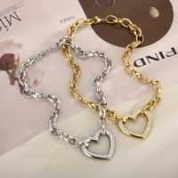 Fashion Heart Shape Titanium Steel Plating Hollow Out Inlay Zircon Bracelets Necklace main image 1