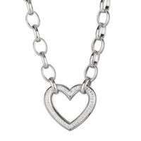 Fashion Heart Shape Titanium Steel Plating Hollow Out Inlay Zircon Bracelets Necklace sku image 2