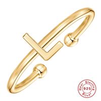 Fashion Letter Sterling Silver Plating Open Ring 1 Piece sku image 10